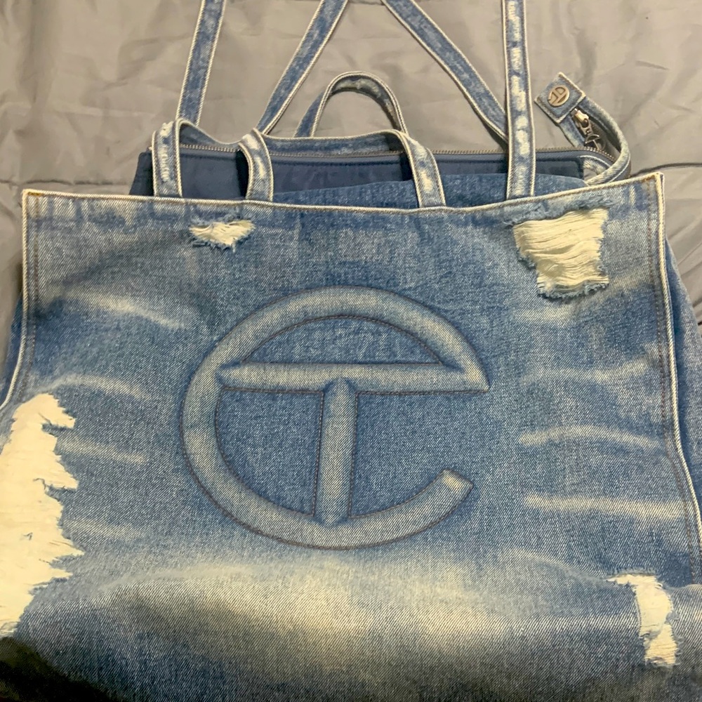 Telfar Blue Denim Tote Bag